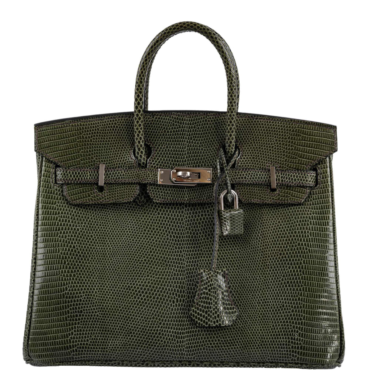 Hermes Birkin 25 Vert Olive Salvator Lizard with Palladium Hardware Hermes
