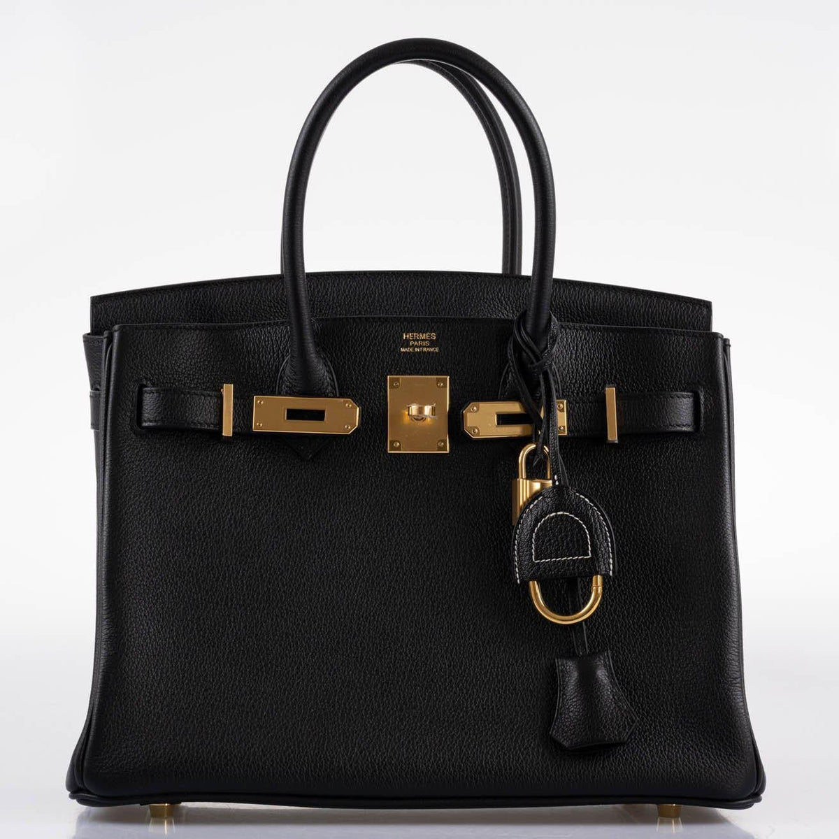 Hermes Birkin 30 Black Navillo Taurillon Leather Gold Hardware Hermes