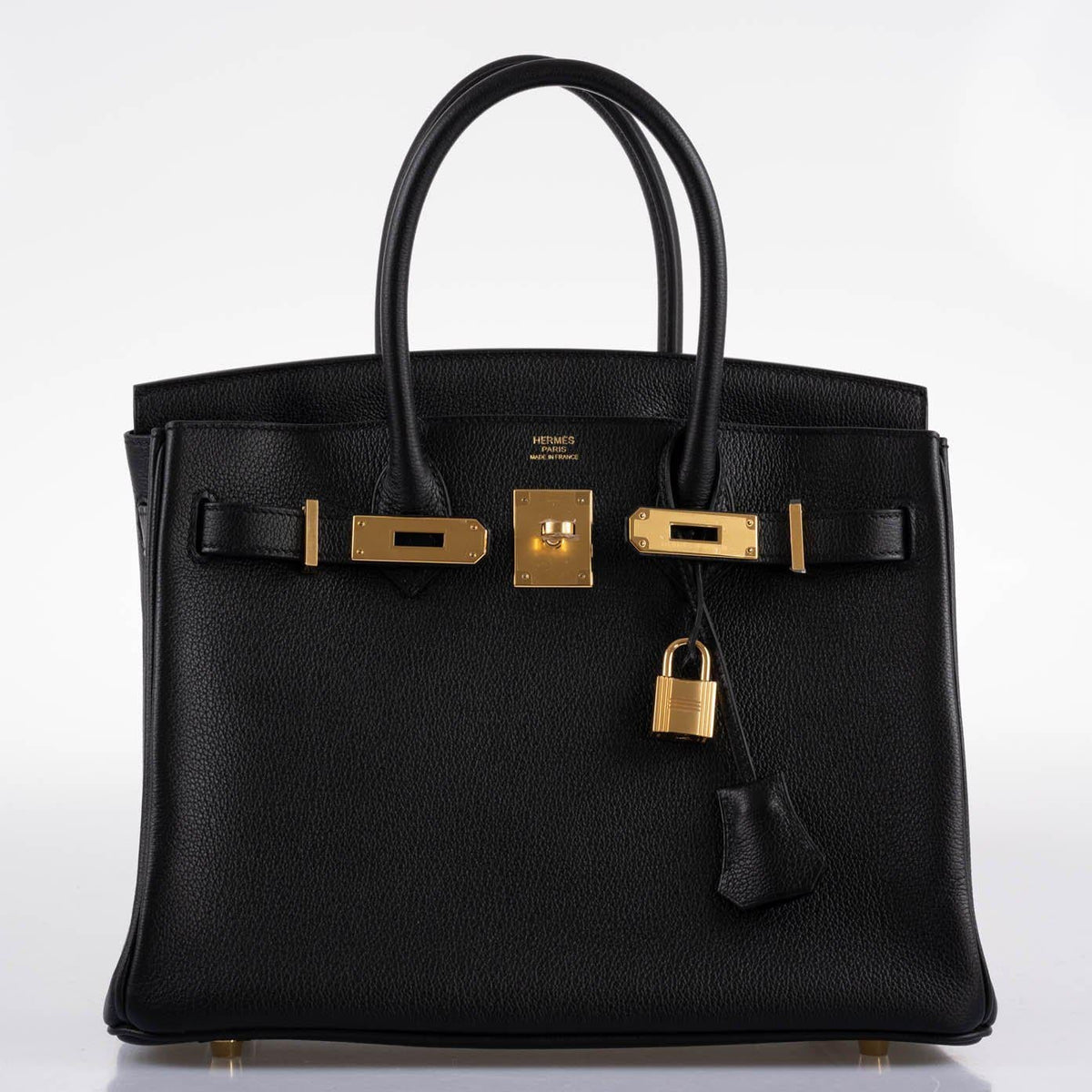 Hermes Birkin 30 Black Navillo Taurillon Leather Gold Hardware Hermes