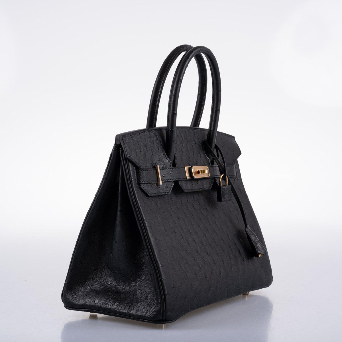 Hermes Birkin 30 Black Ostrich with Rose Gold Hardware Hermes