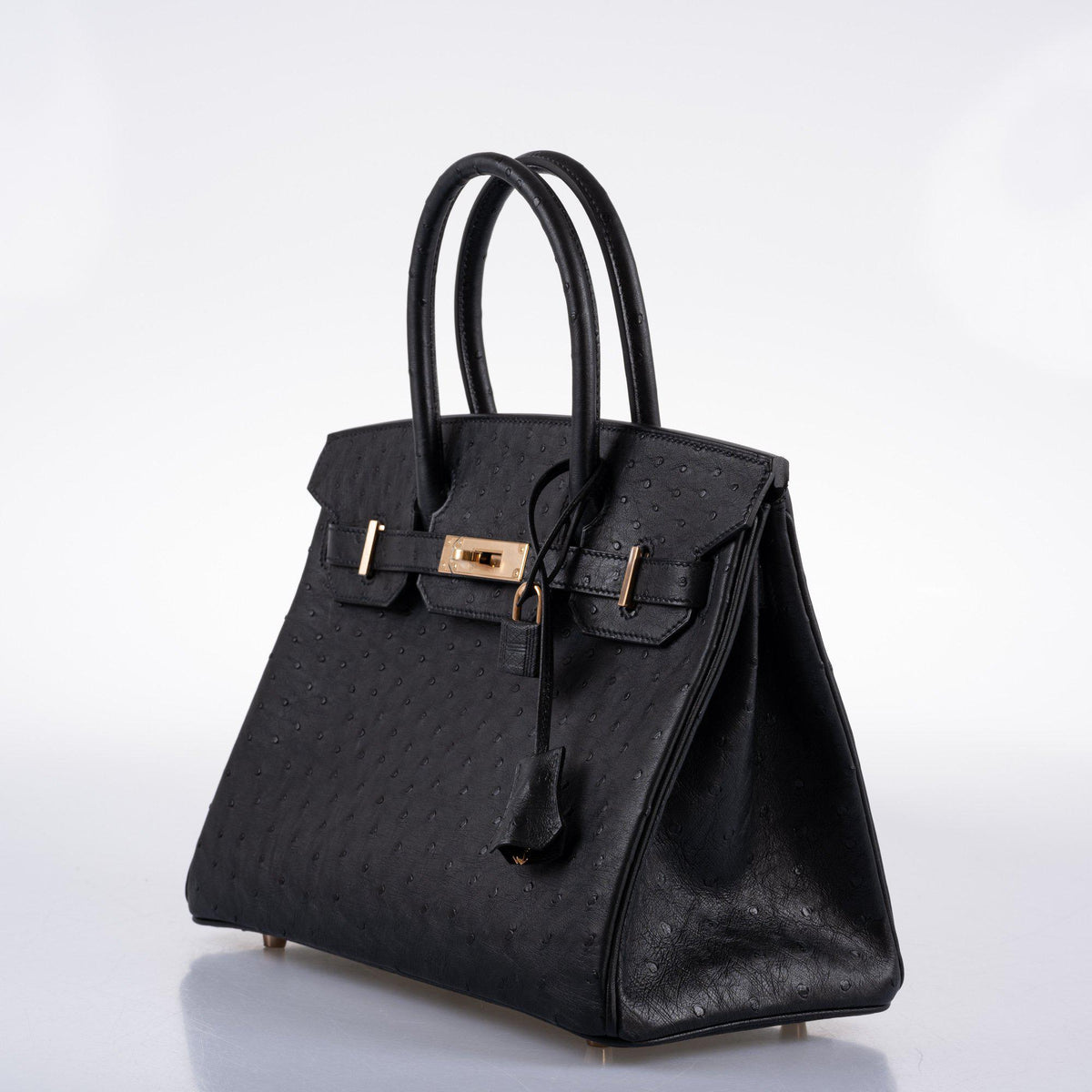 Hermes Birkin 30 Black Ostrich with Rose Gold Hardware Hermes