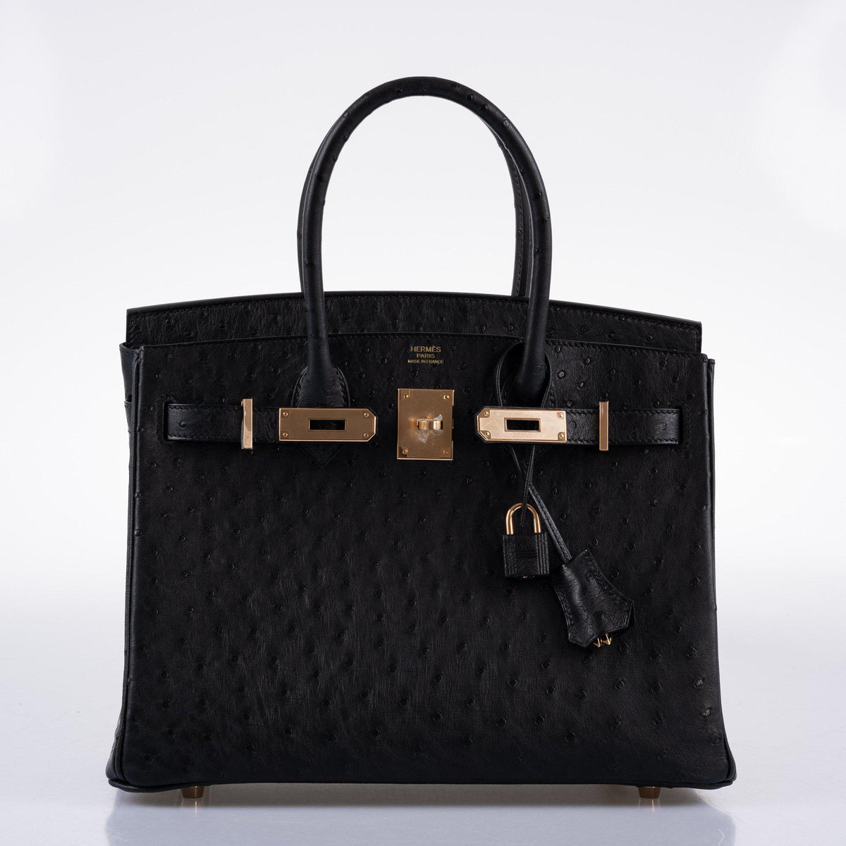 Hermes Birkin 30 Black Ostrich with Rose Gold Hardware Hermes