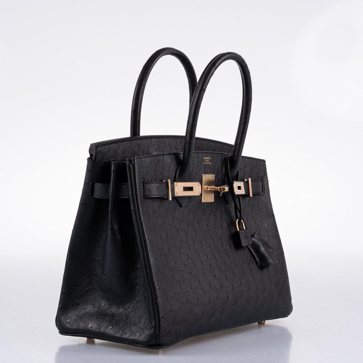 Hermes Birkin 30 Black Ostrich with Rose Gold Hardware Hermes