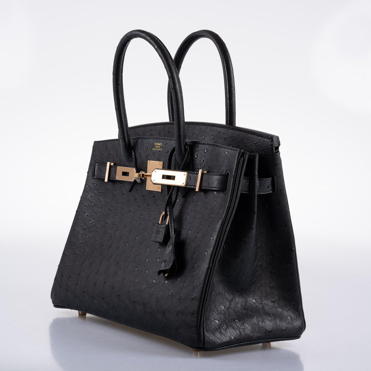 Hermes Birkin 30 Black Ostrich with Rose Gold Hardware Hermes