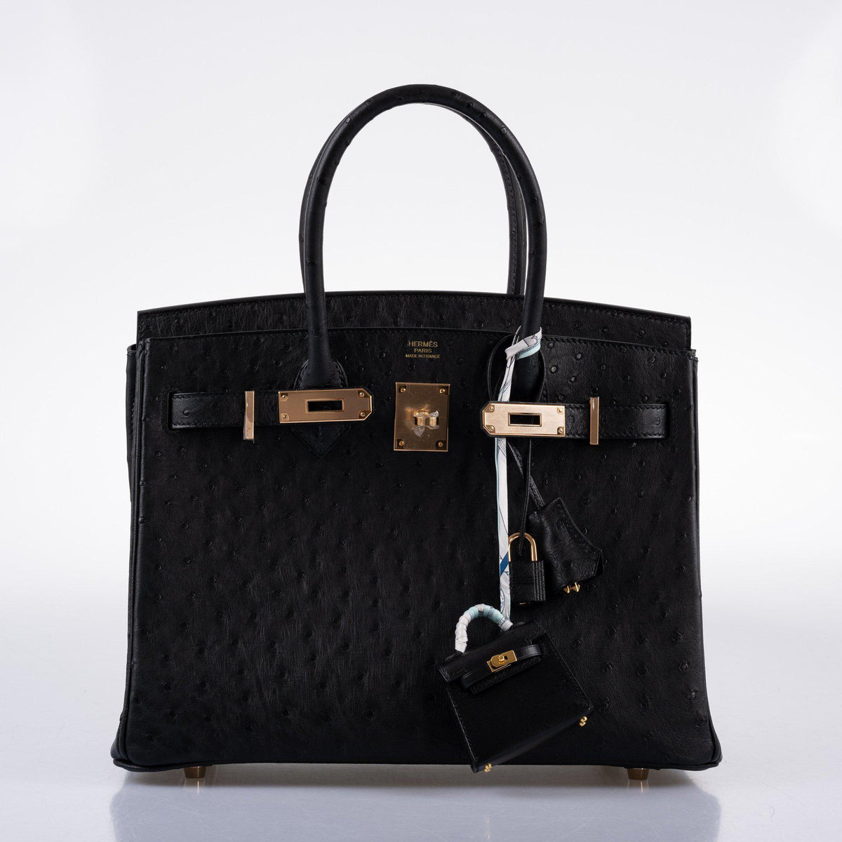 Hermes Birkin 30 Black Ostrich with Rose Gold Hardware Hermes