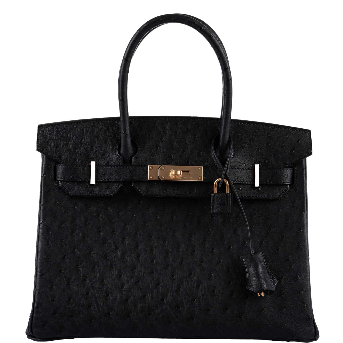 Hermes Birkin 30 Black Ostrich with Rose Gold Hardware Hermes