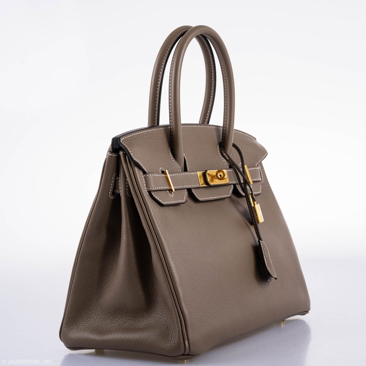 Hermes Birkin 30 Etoupe Navillo leather Gold Hardware Hermes