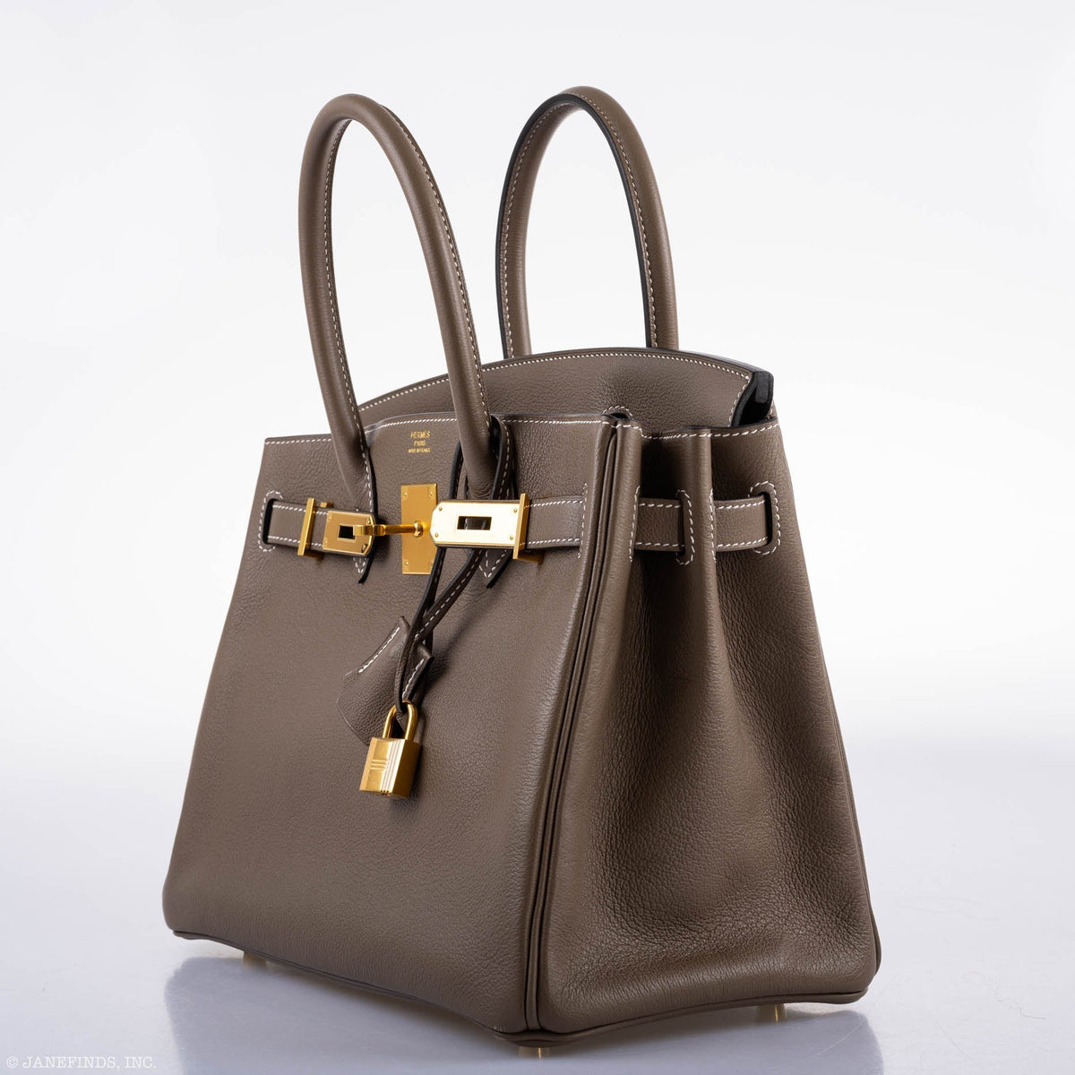 Hermes Birkin 30 Etoupe Navillo leather Gold Hardware Hermes