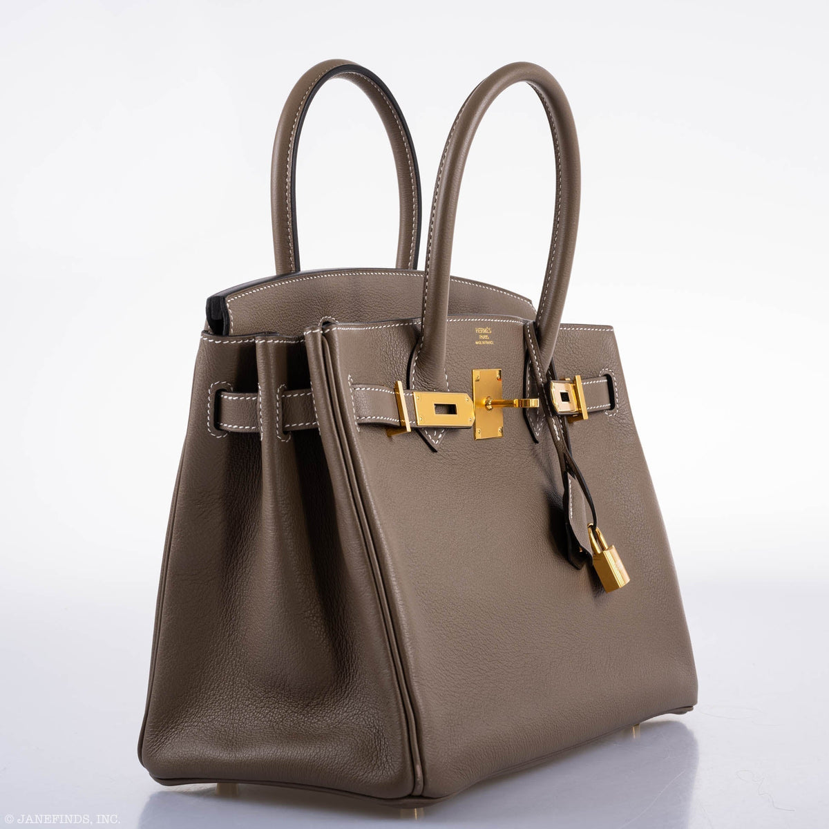 Hermes Birkin 30 Etoupe Navillo leather Gold Hardware Hermes