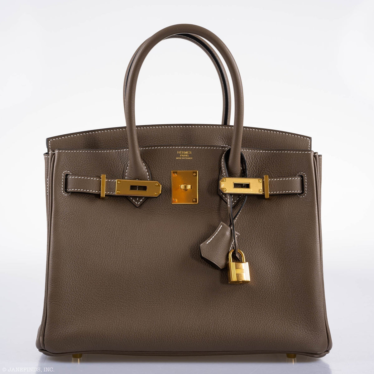 Hermes Birkin 30 Etoupe Navillo leather Gold Hardware Hermes