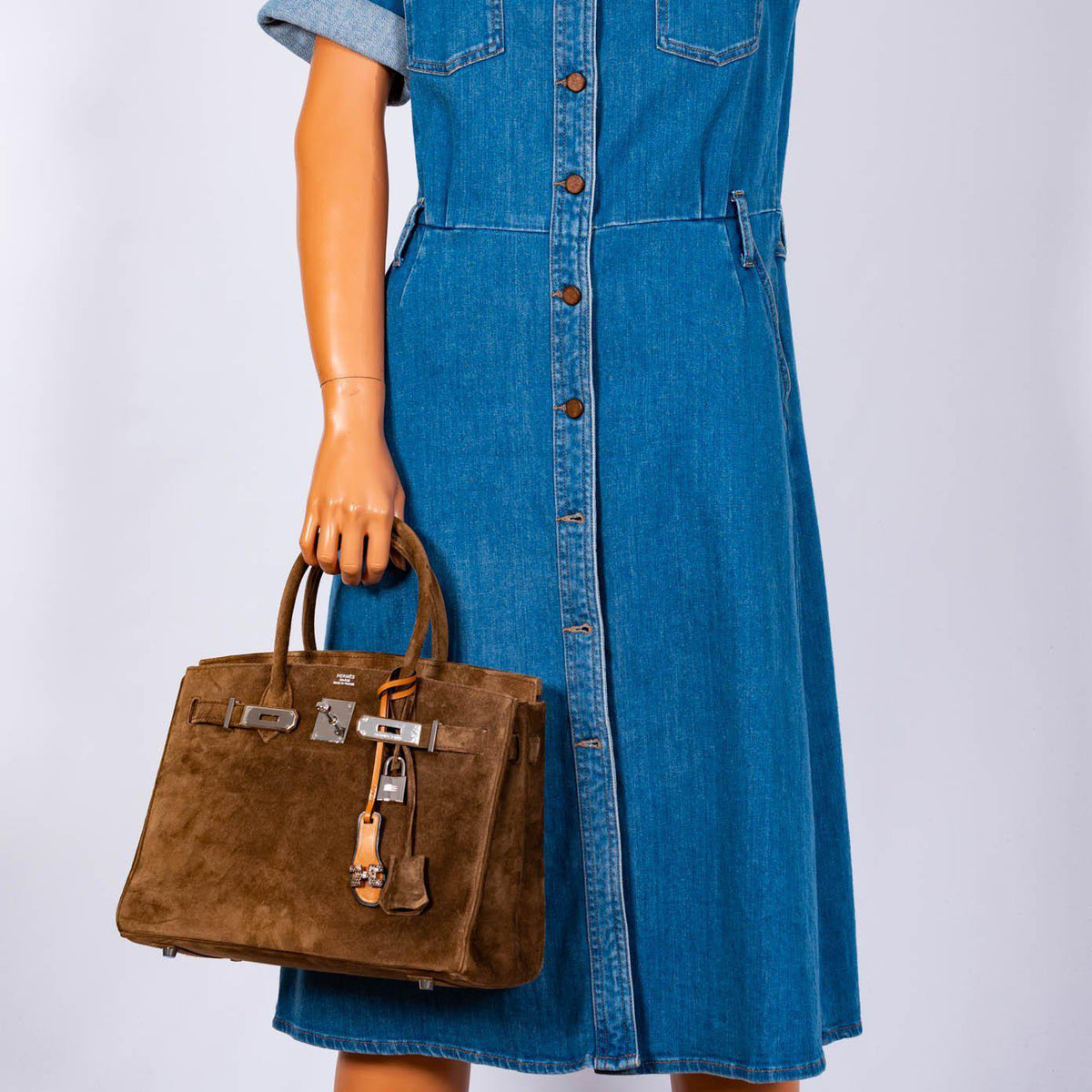 Hermes Birkin 30 Gold Veau Doblis Suede Palladium Hardware Hermes