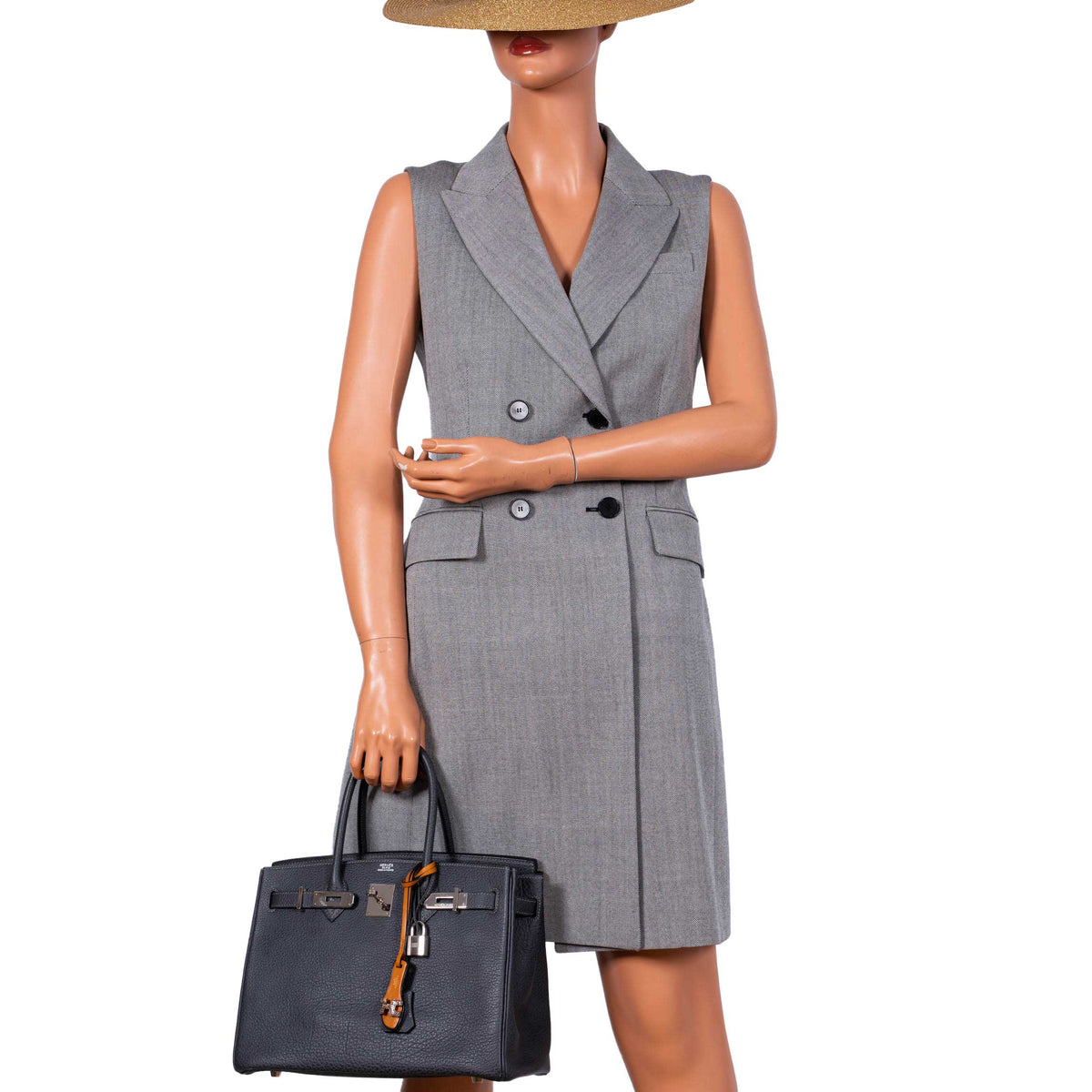 Hermes Birkin 30 Graphite Buffalo with Palladium Hardware Hermes
