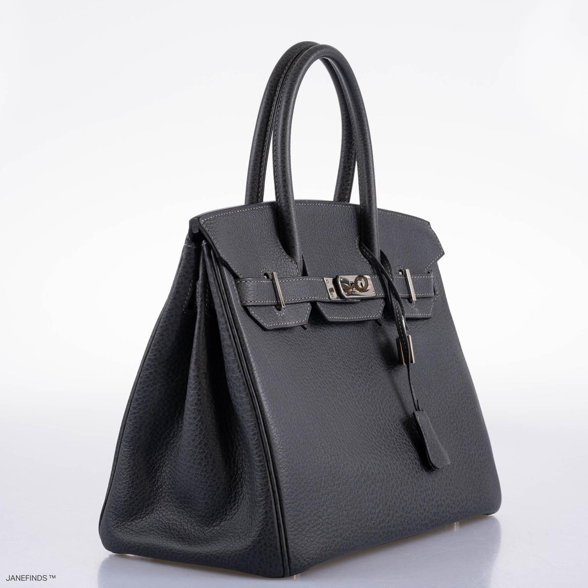 Hermes Birkin 30 Graphite Buffalo with Palladium Hardware Hermes