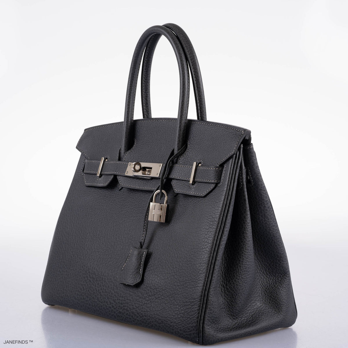 Hermes Birkin 30 Graphite Buffalo with Palladium Hardware Hermes