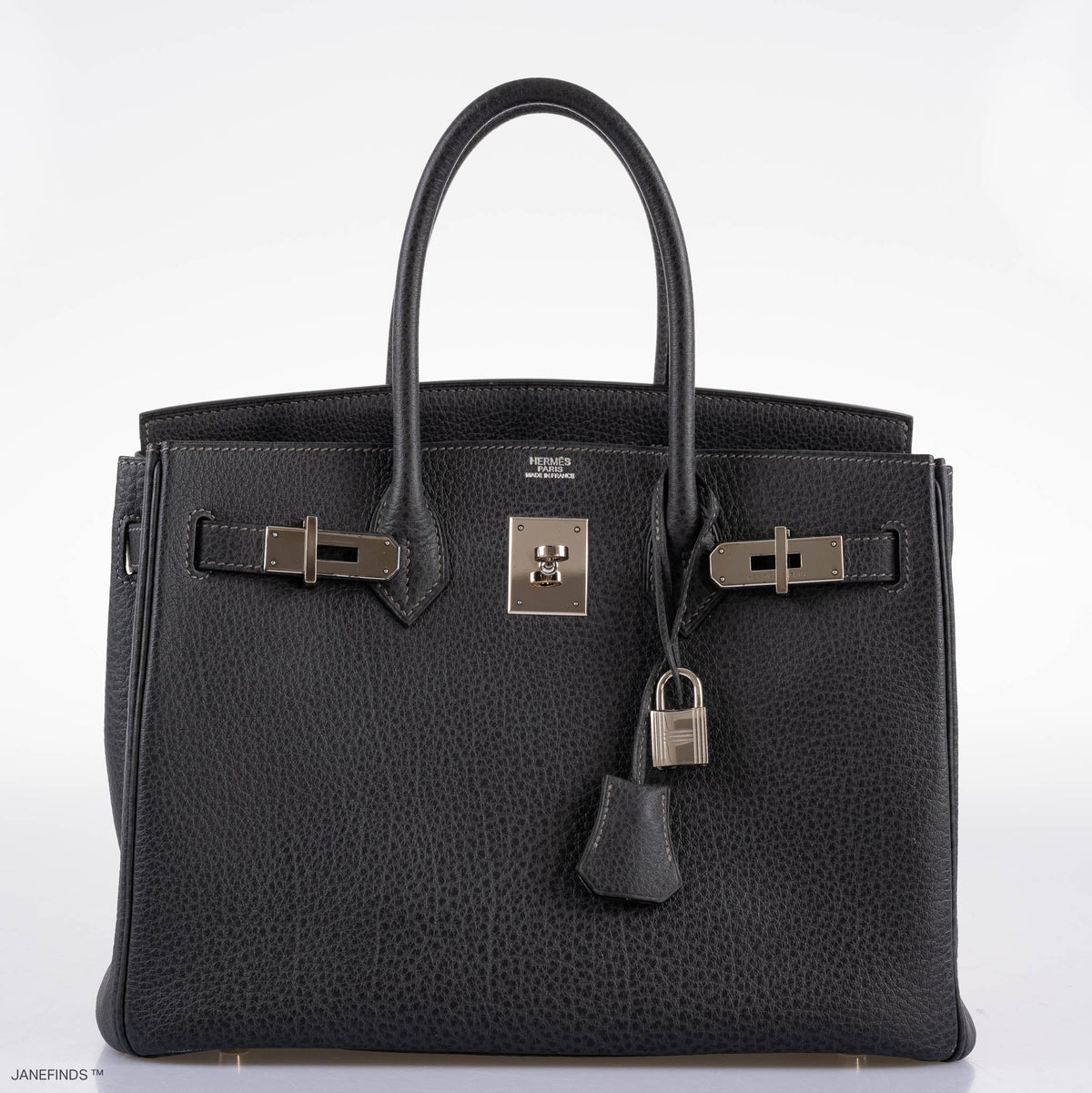 Hermes Birkin 30 Graphite Buffalo with Palladium Hardware Hermes