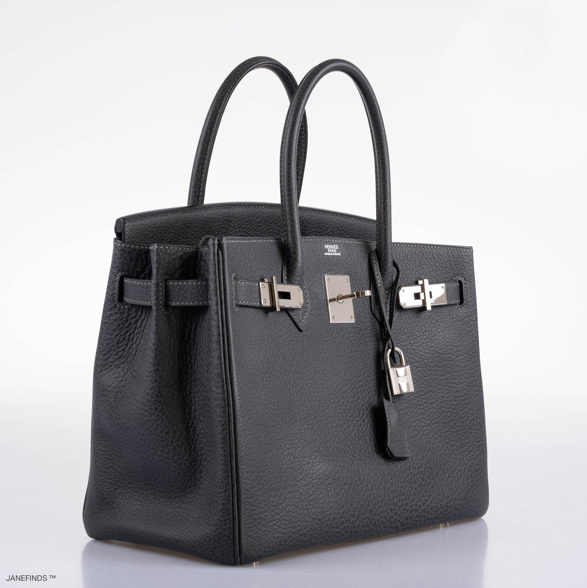 Hermes Birkin 30 Graphite Buffalo with Palladium Hardware Hermes