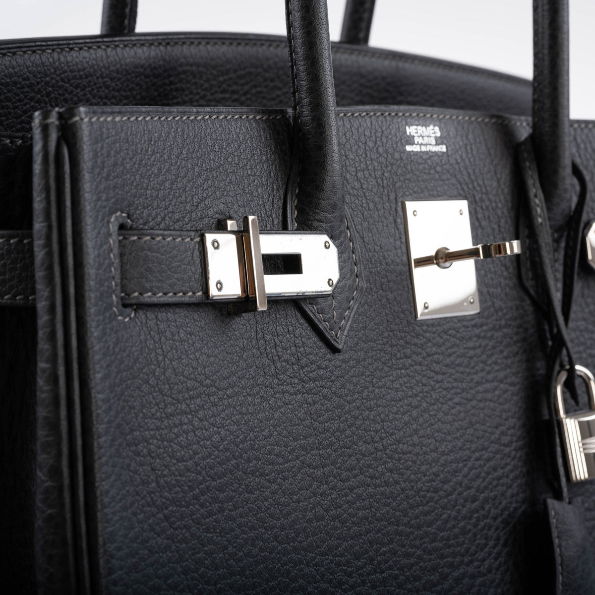 Hermes Birkin 30 Graphite Buffalo with Palladium Hardware Hermes