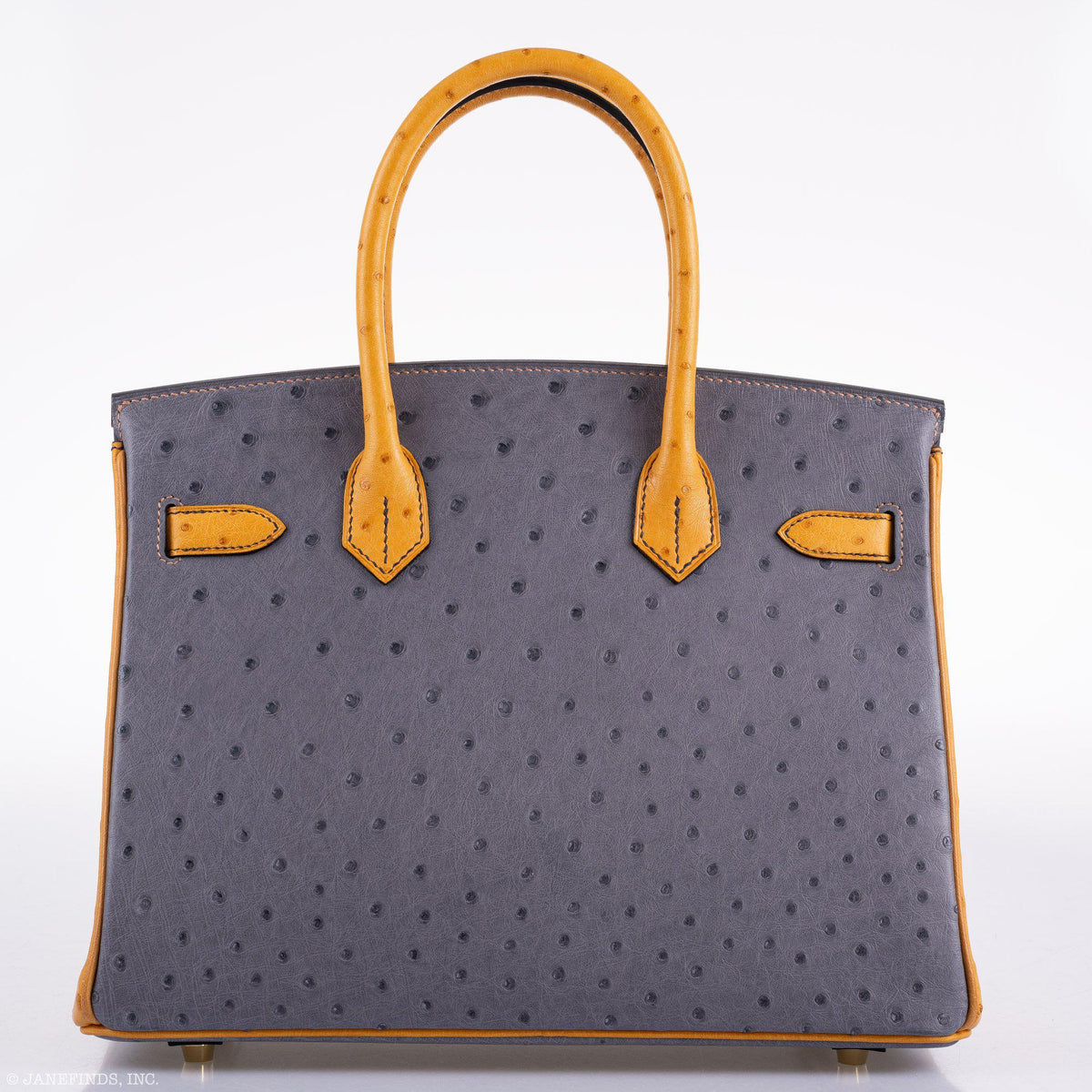 Hermes Birkin 30 HSS Gris Agate & Saffron Ostrich Gold Hardware Hermes
