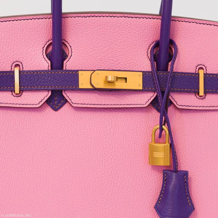 Hermes Birkin 30 HSS Rose Confetti & Anemone Chevre leather Brushed Gold Hardware Hermes