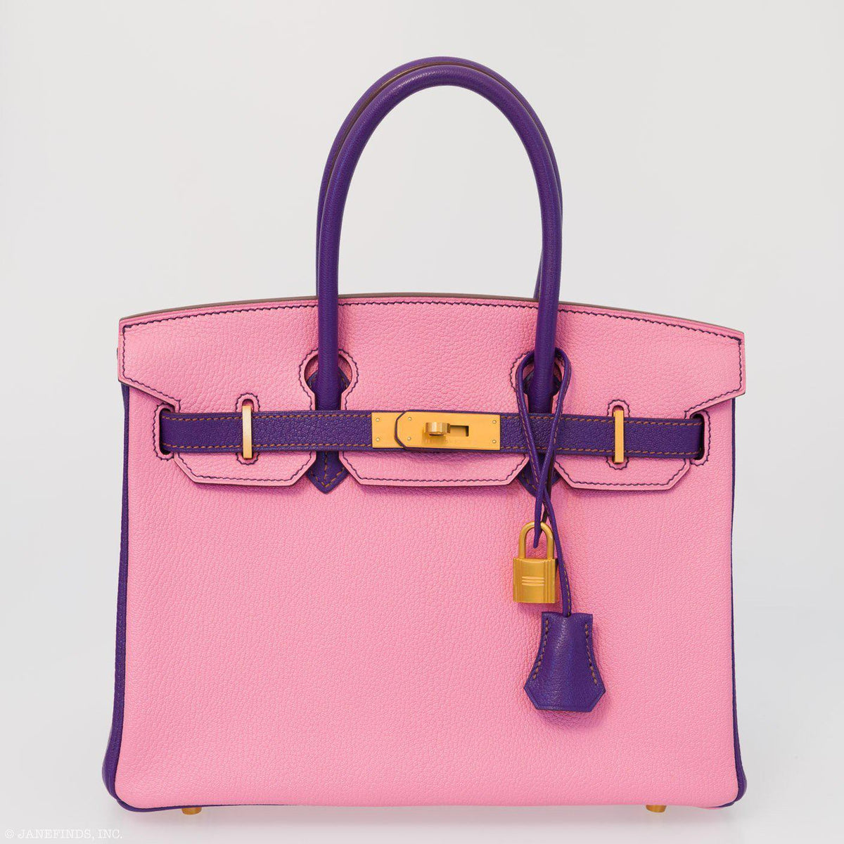 Hermes Birkin 30 HSS Rose Confetti & Anemone Chevre leather Brushed Gold Hardware Hermes
