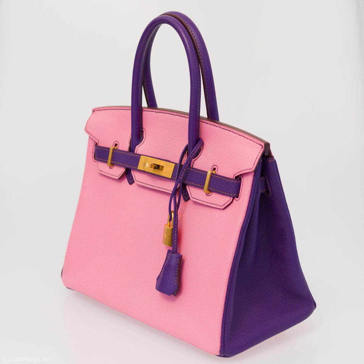Hermes Birkin 30 HSS Rose Confetti & Anemone Chevre leather Brushed Gold Hardware Hermes