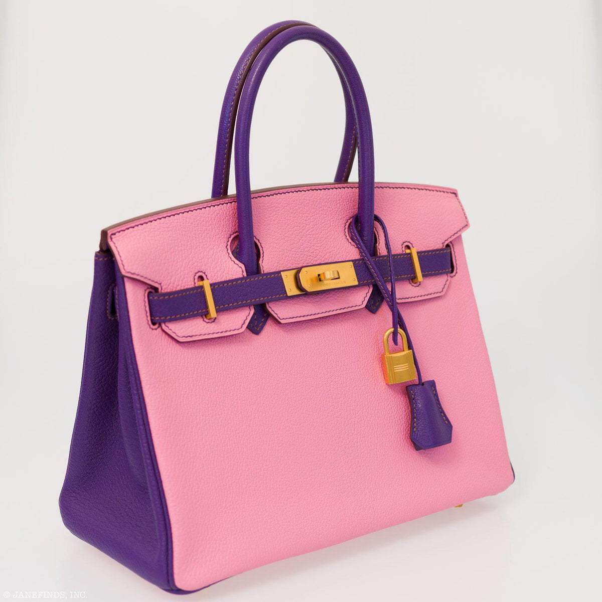 Hermes Birkin 30 HSS Rose Confetti & Anemone Chevre leather Brushed Gold Hardware Hermes