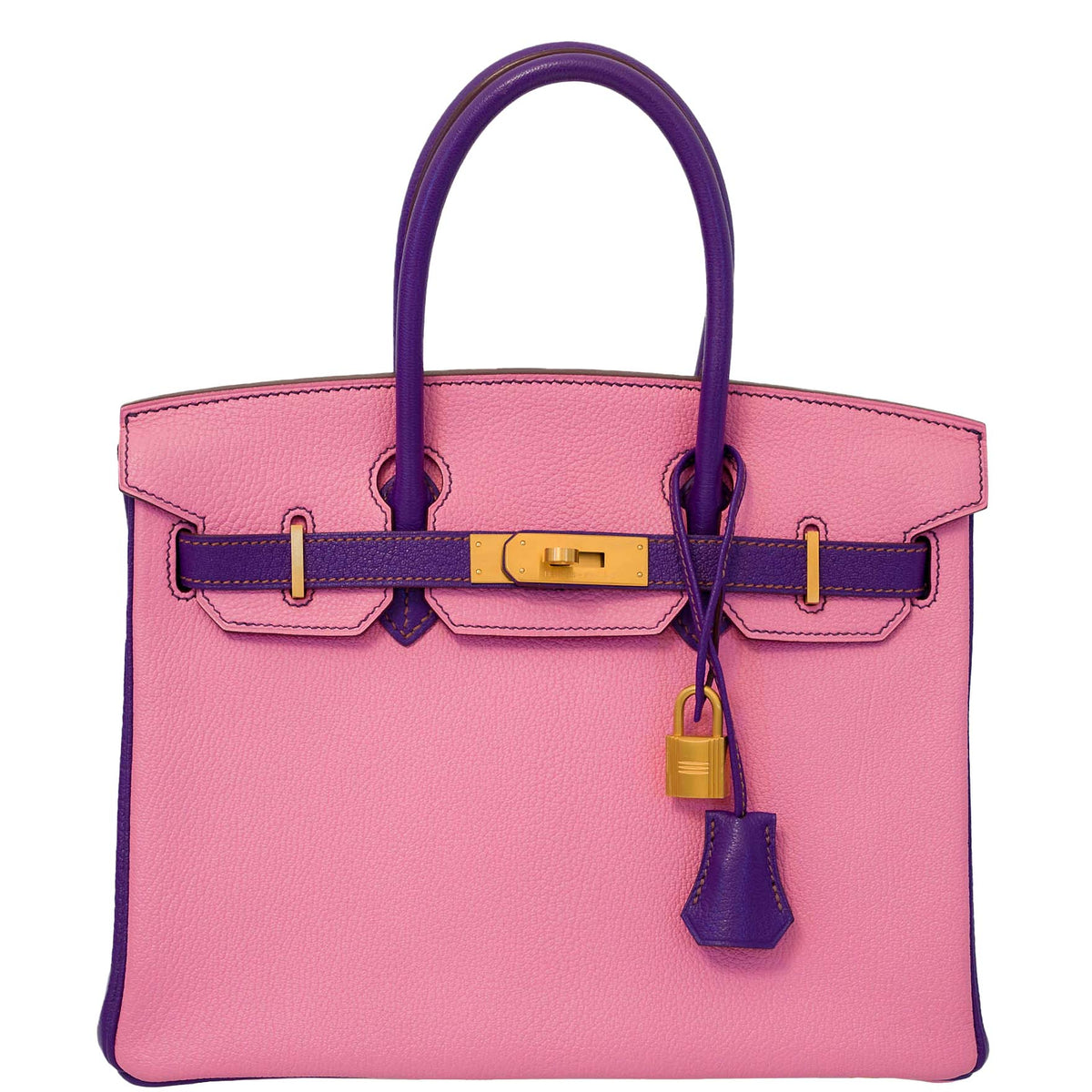 Hermes Birkin 30 HSS Rose Confetti & Anemone Chevre leather Brushed Gold Hardware Hermes