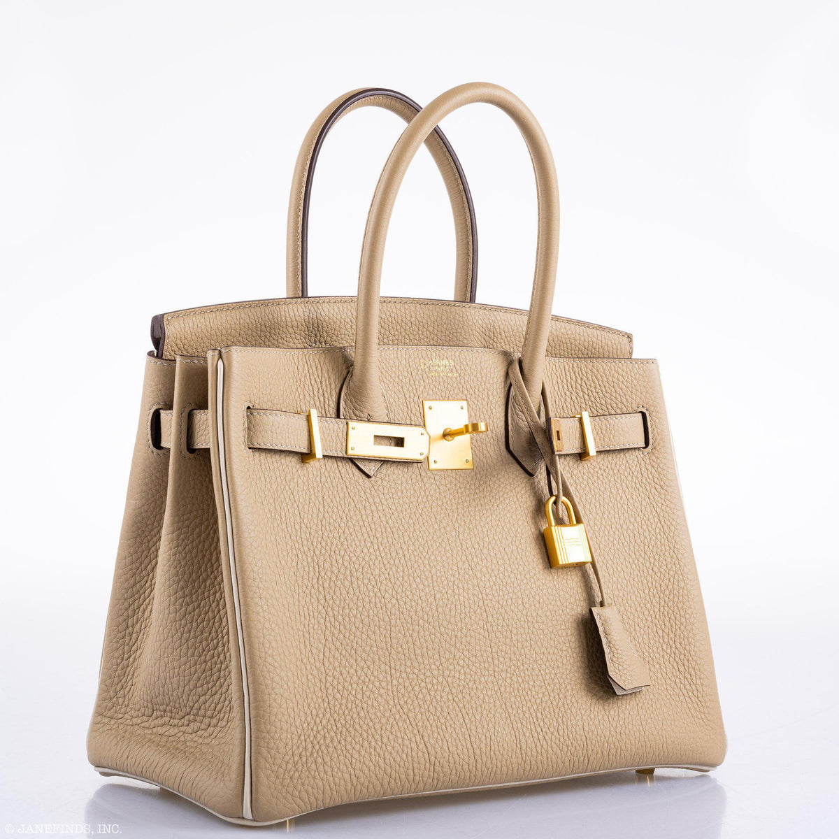 Hermes Birkin 30 HSS Trench & Craie Piping Togo Brushed Gold Hardware Hermes