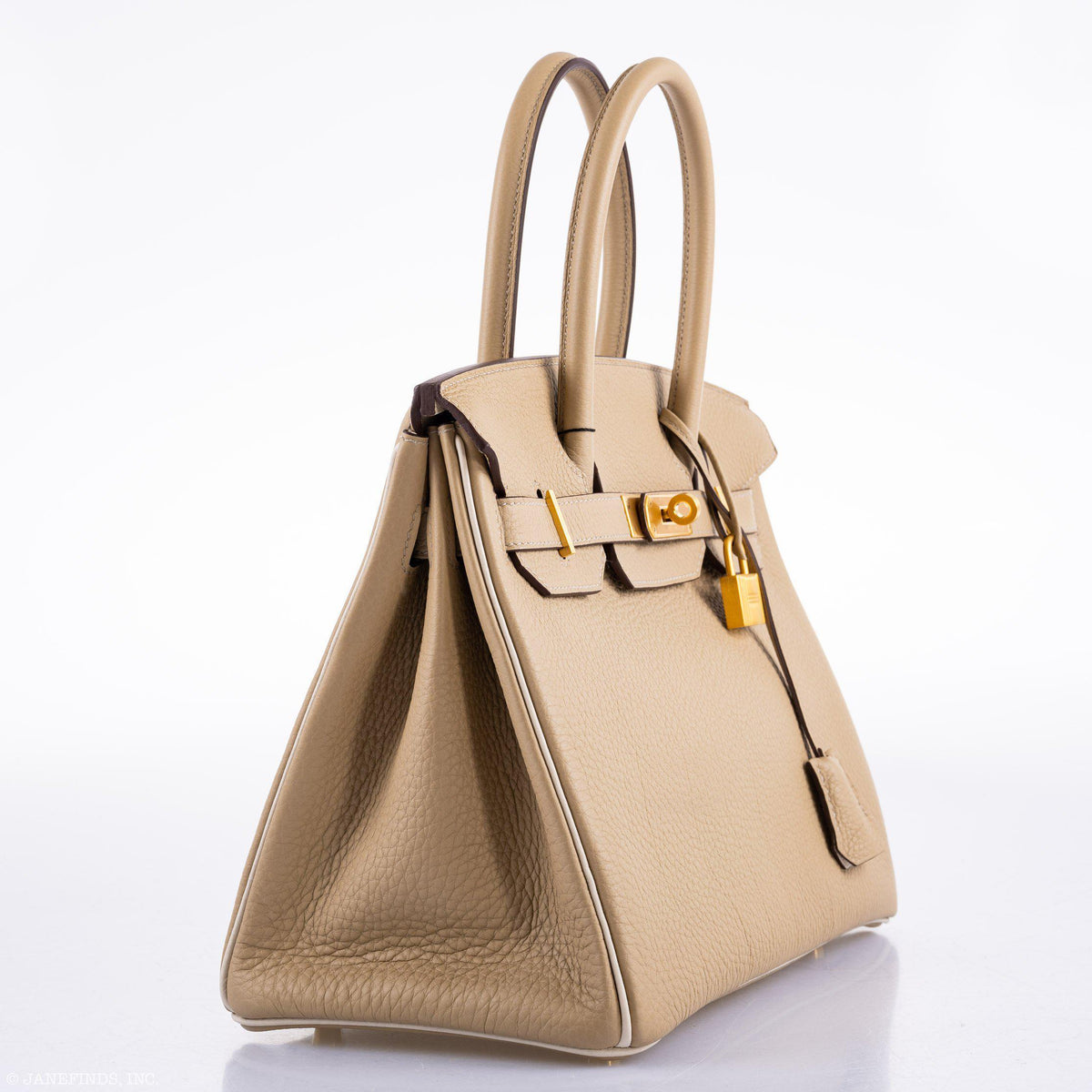 Hermes Birkin 30 HSS Trench & Craie Piping Togo Brushed Gold Hardware Hermes
