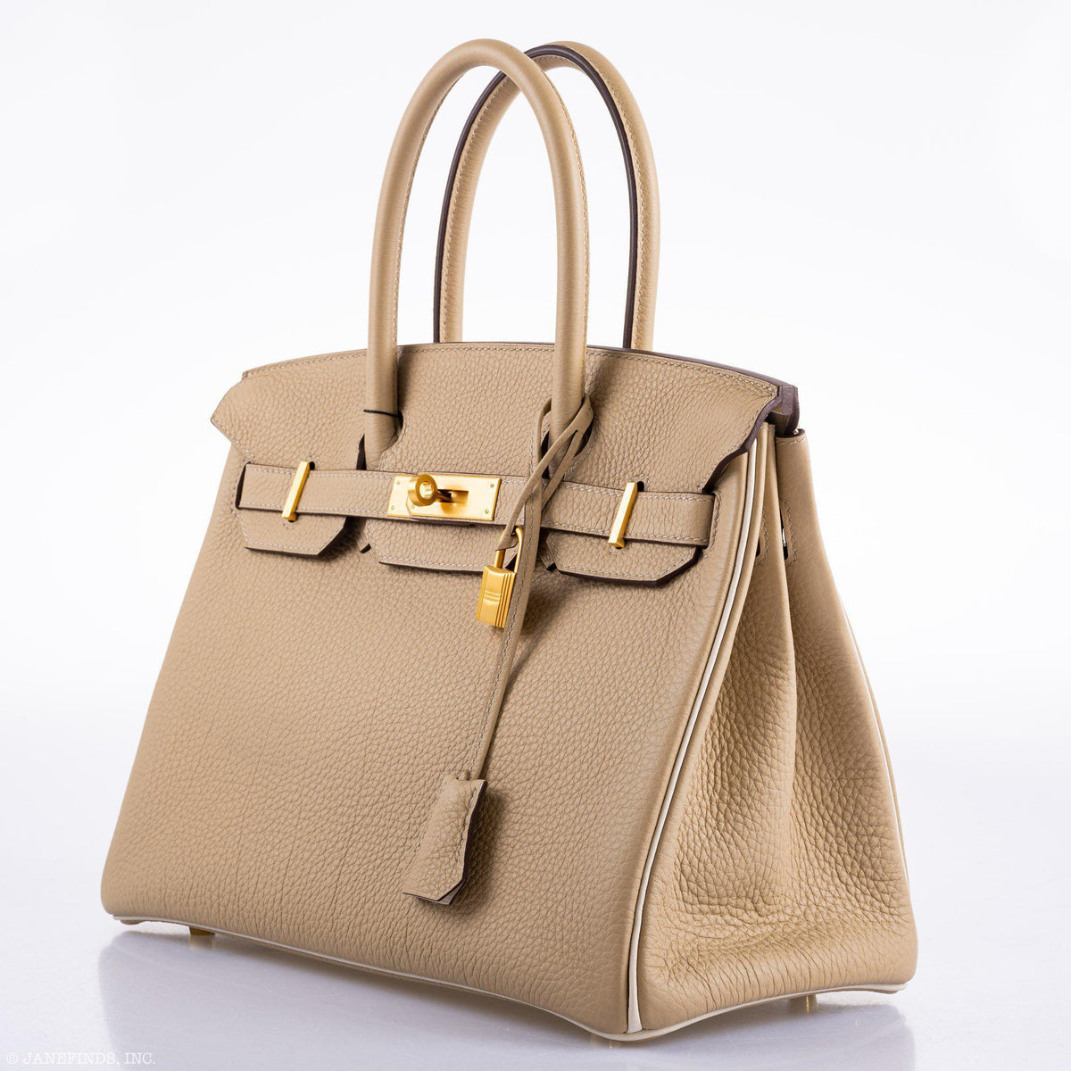 Hermes Birkin 30 HSS Trench & Craie Piping Togo Brushed Gold Hardware Hermes