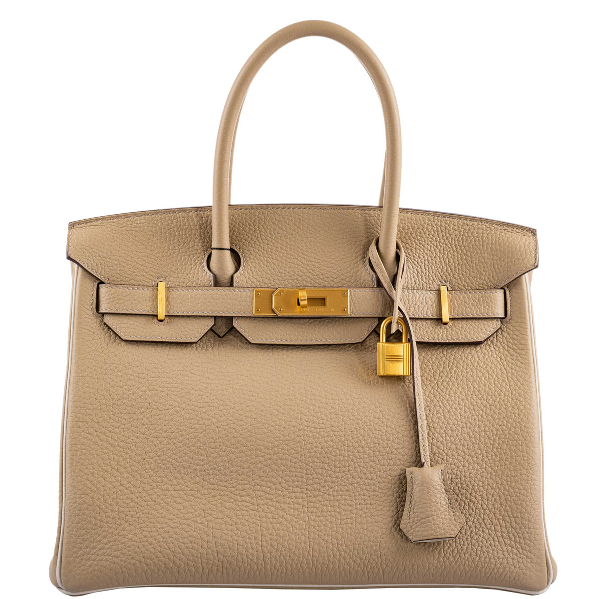 Hermes Birkin 30 HSS Trench & Craie Piping Togo Brushed Gold Hardware Hermes