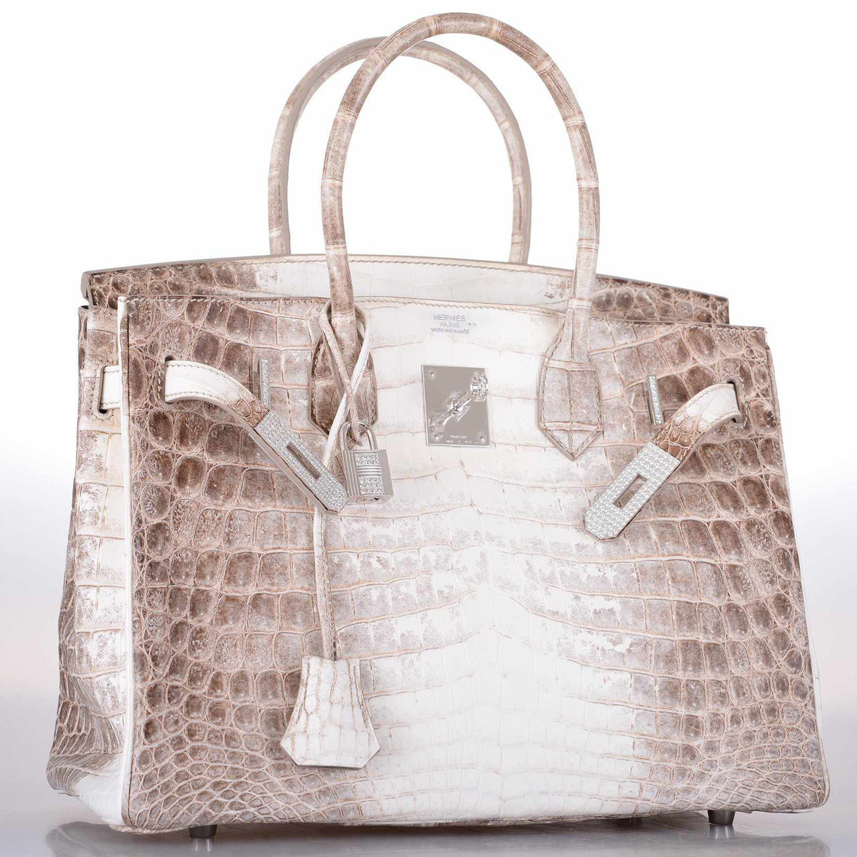 Hermes Birkin 30 Matte Himalayan Niloticus Crocodile with Diamonds & White Gold Hardware Hermes