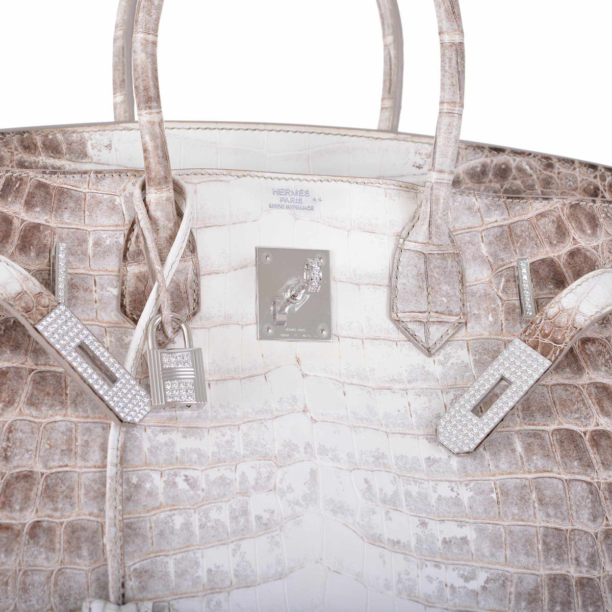 Hermes Birkin 30 Matte Himalayan Niloticus Crocodile with Diamonds & White Gold Hardware Hermes