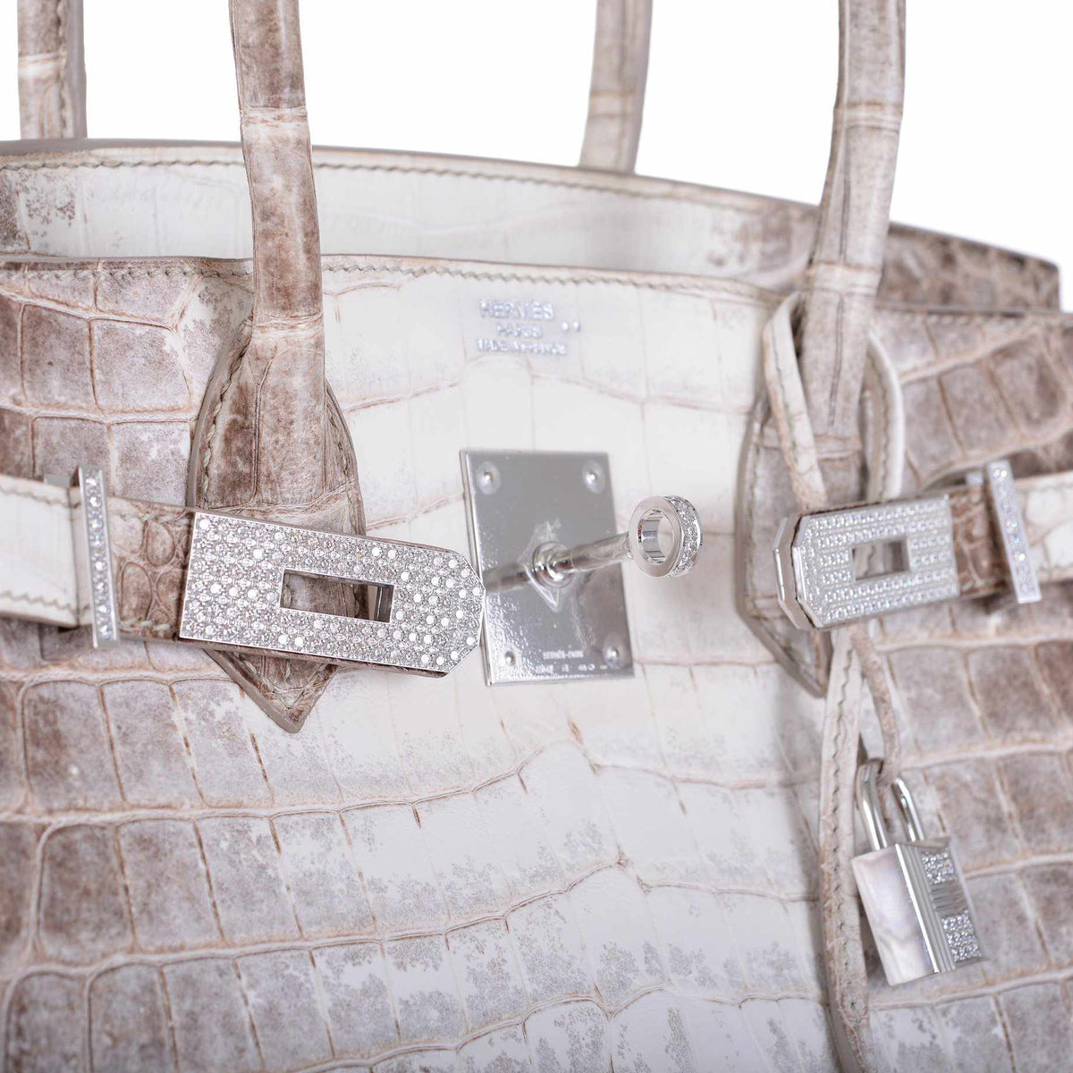Hermes Birkin 30 Matte Himalayan Niloticus Crocodile with Diamonds & White Gold Hardware Hermes