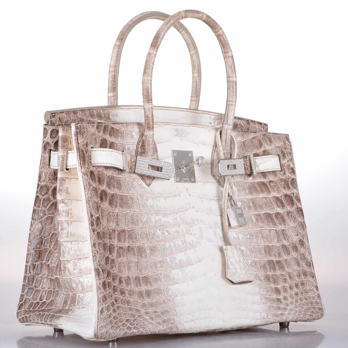 Hermes Birkin 30 Matte Himalayan Niloticus Crocodile with Diamonds & White Gold Hardware Hermes