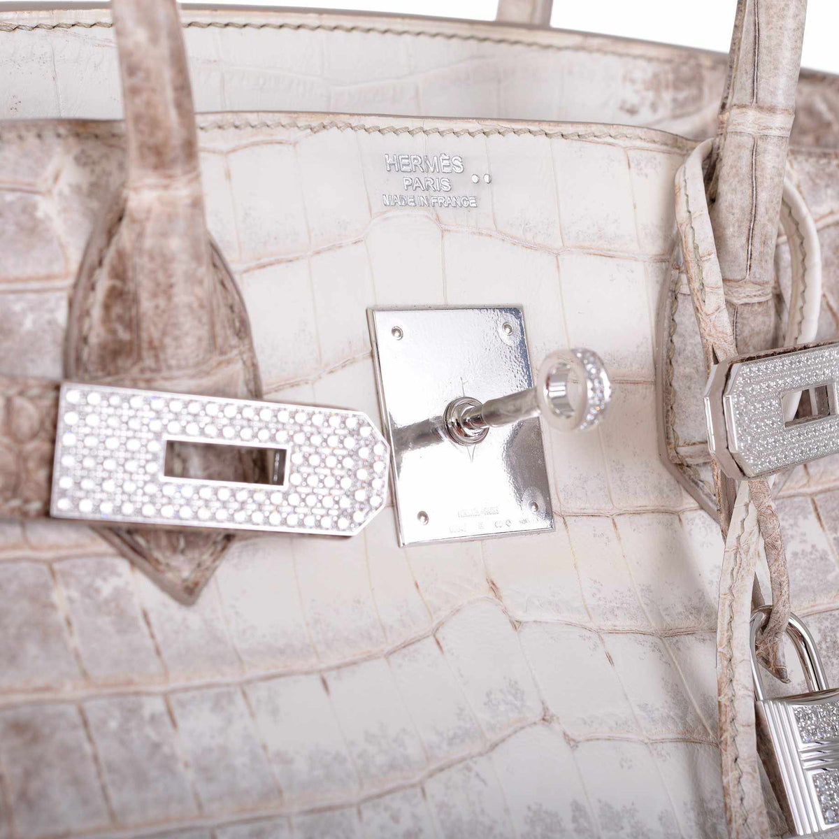 Hermes Birkin 30 Matte Himalayan Niloticus Crocodile with Diamonds & White Gold Hardware Hermes