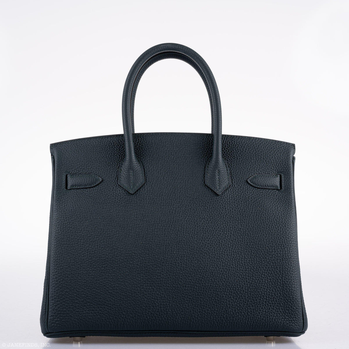 Hermes Birkin 30 Officier Vert Cyprès Togo & Bleu Zellige Stripe & Lining Palladium Hardware Hermes