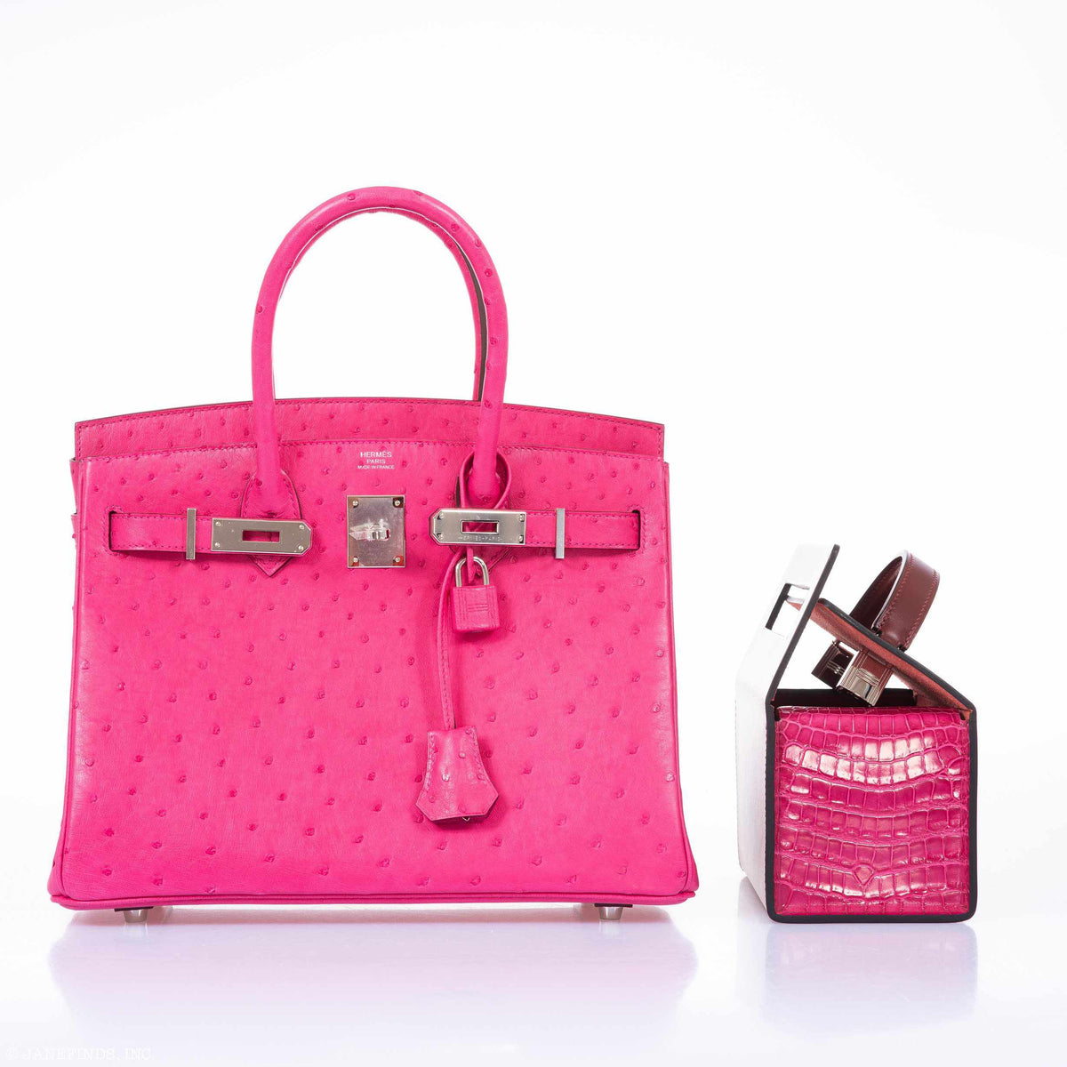 Hermes Birkin 30 Rose Tyrien Ostrich Palladium Hardware Hermes