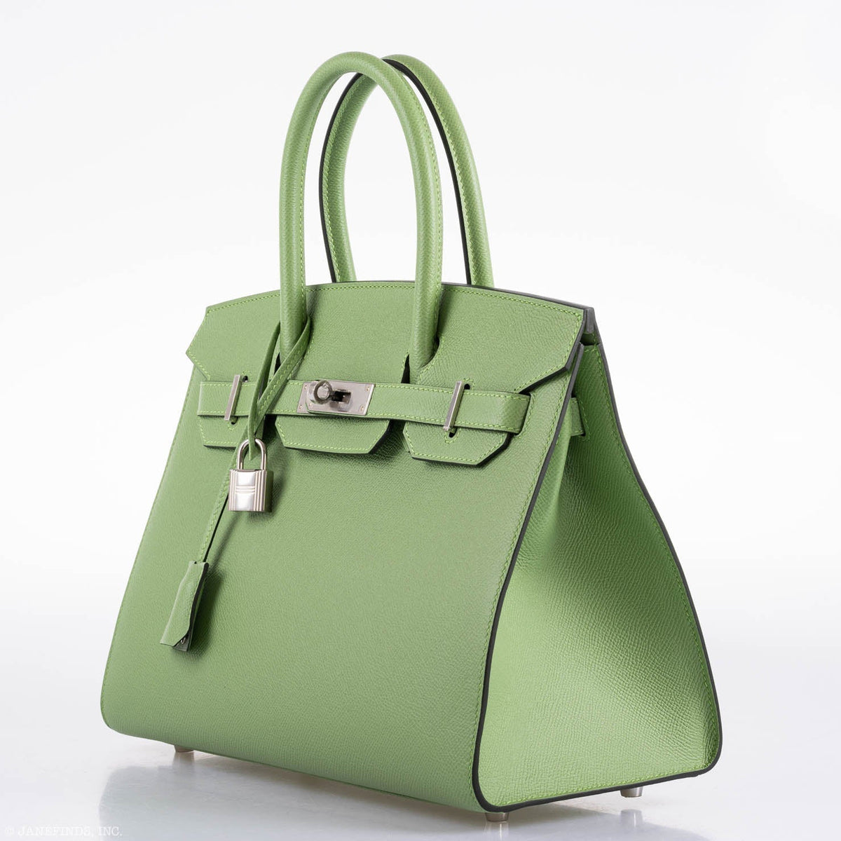 Hermes Birkin 30 Sellier Vert Criquet Madame Grain Palladium Hardware Hermes