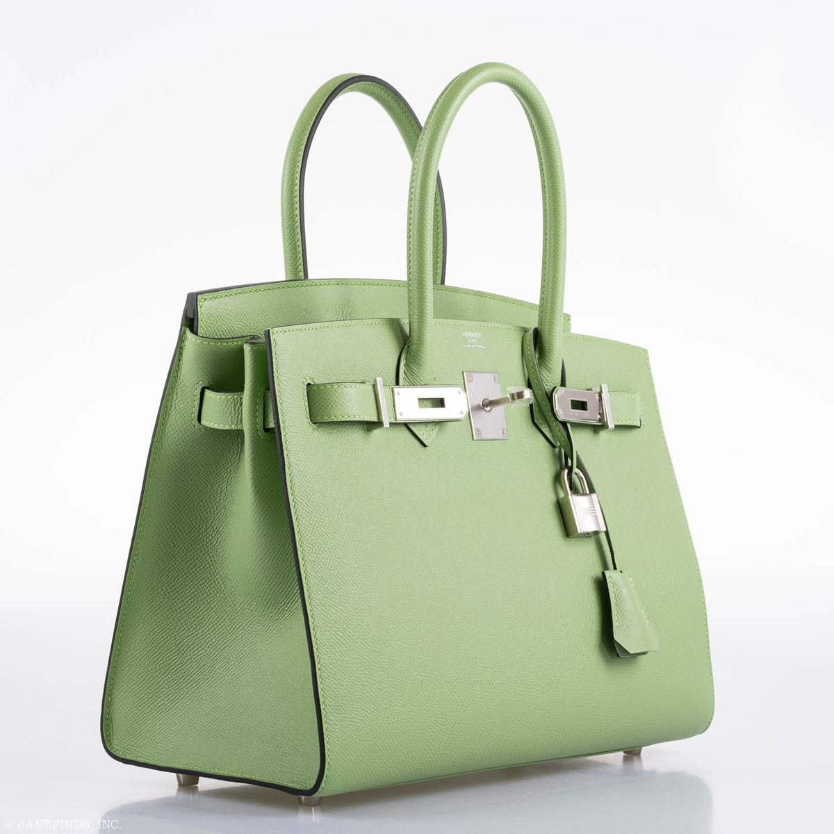 Hermes Birkin 30 Sellier Vert Criquet Madame Grain Palladium Hardware Hermes