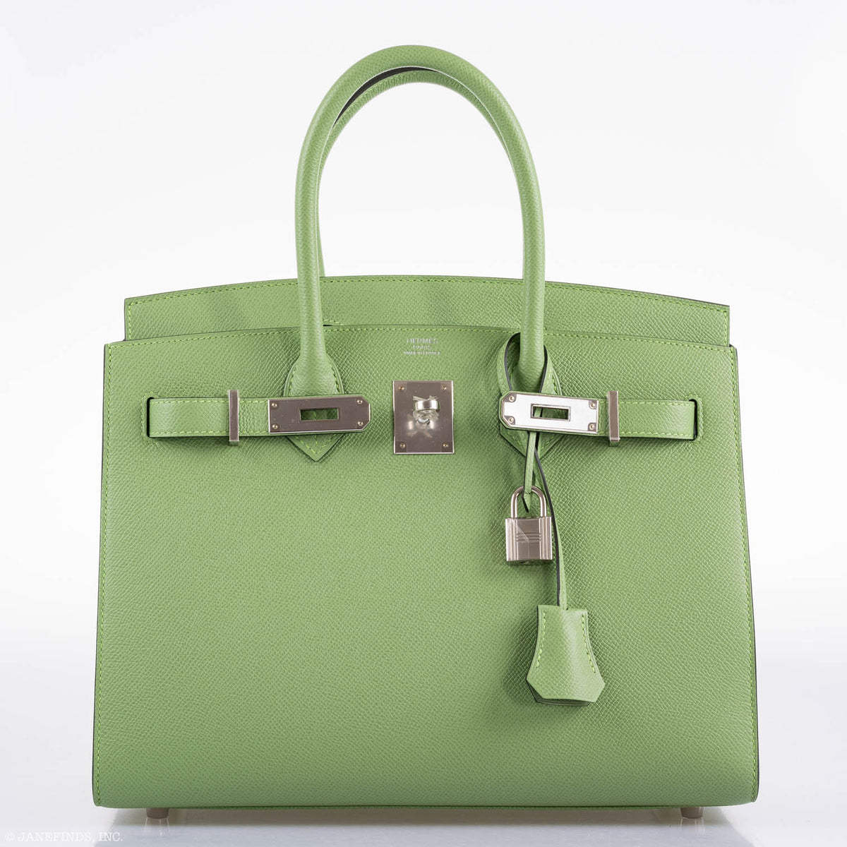 Hermes Birkin 30 Sellier Vert Criquet Madame Grain Palladium Hardware Hermes