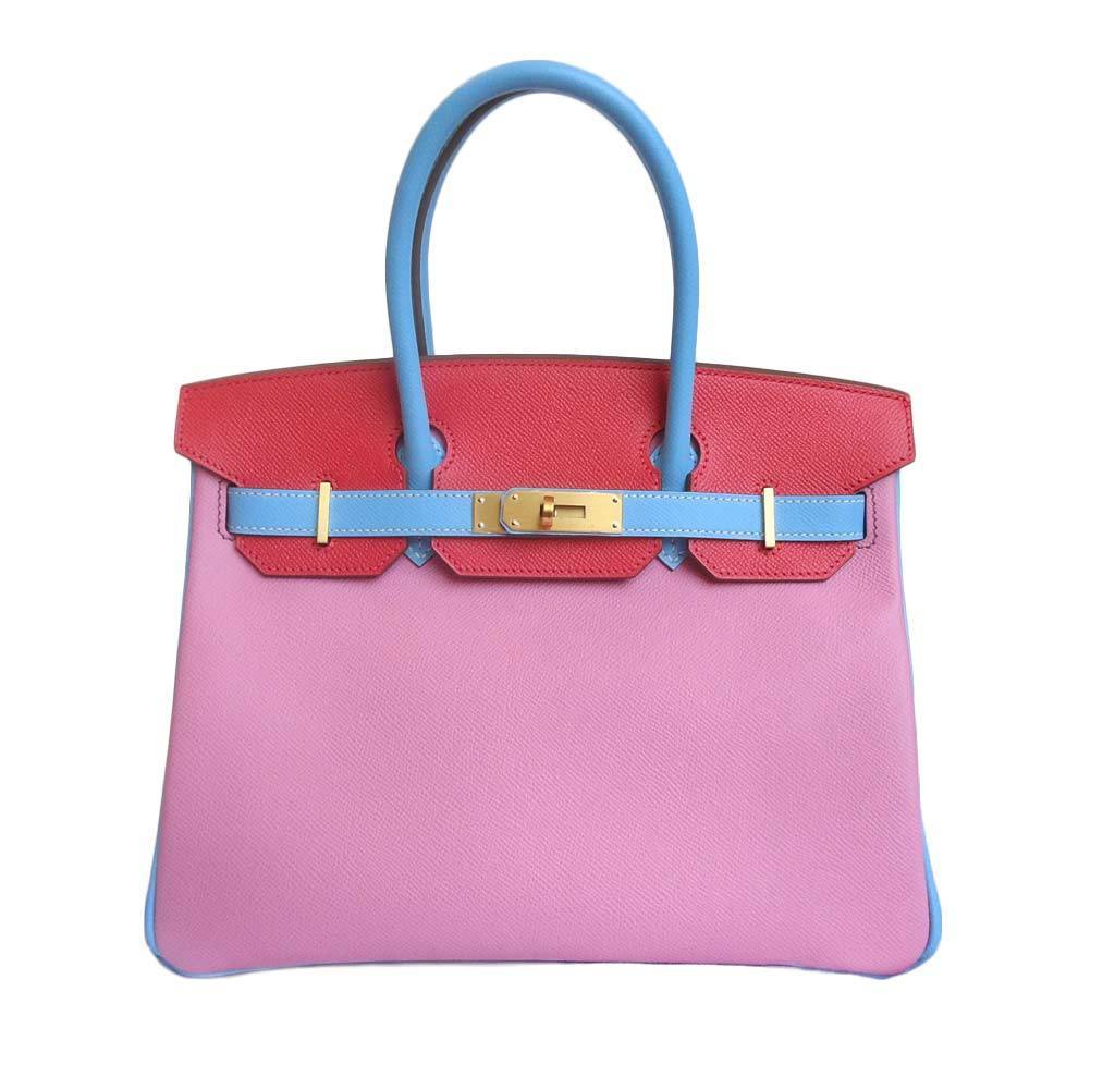 Hermes Birkin 30 HSS Special Order Pink Celeste & Rose Jaipur Epsom Leather Gold Hardware BagAg