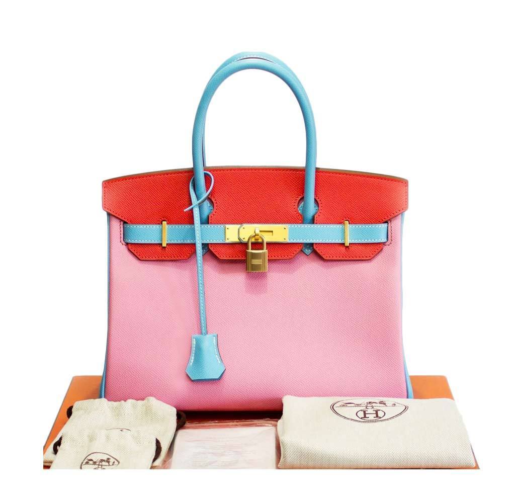 Hermes Birkin 30 HSS Special Order Pink Celeste & Rose Jaipur Epsom Leather Gold Hardware BagAg
