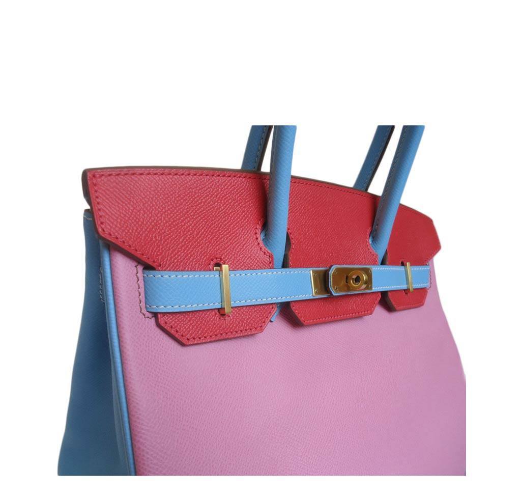 Hermes Birkin 30 HSS Special Order Pink Celeste & Rose Jaipur Epsom Leather Gold Hardware BagAg