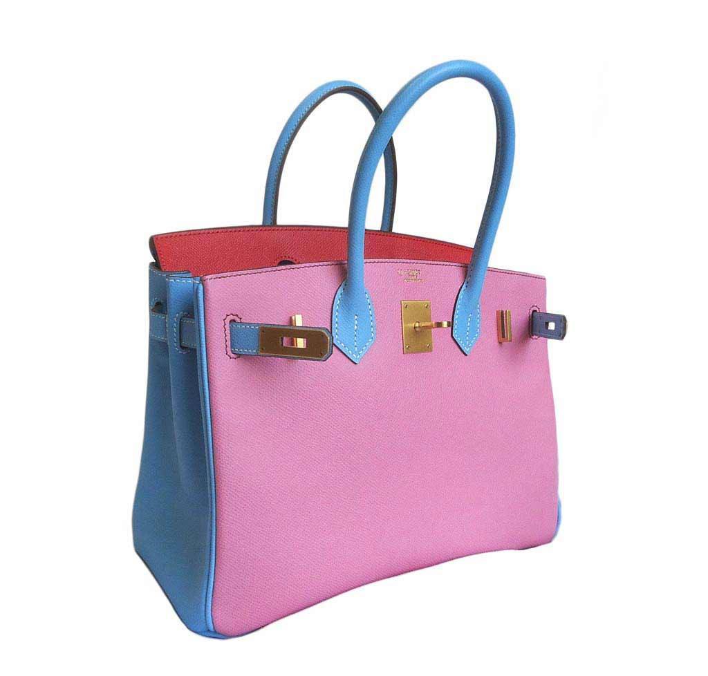 Hermes Birkin 30 HSS Special Order Pink Celeste & Rose Jaipur Epsom Leather Gold Hardware BagAg
