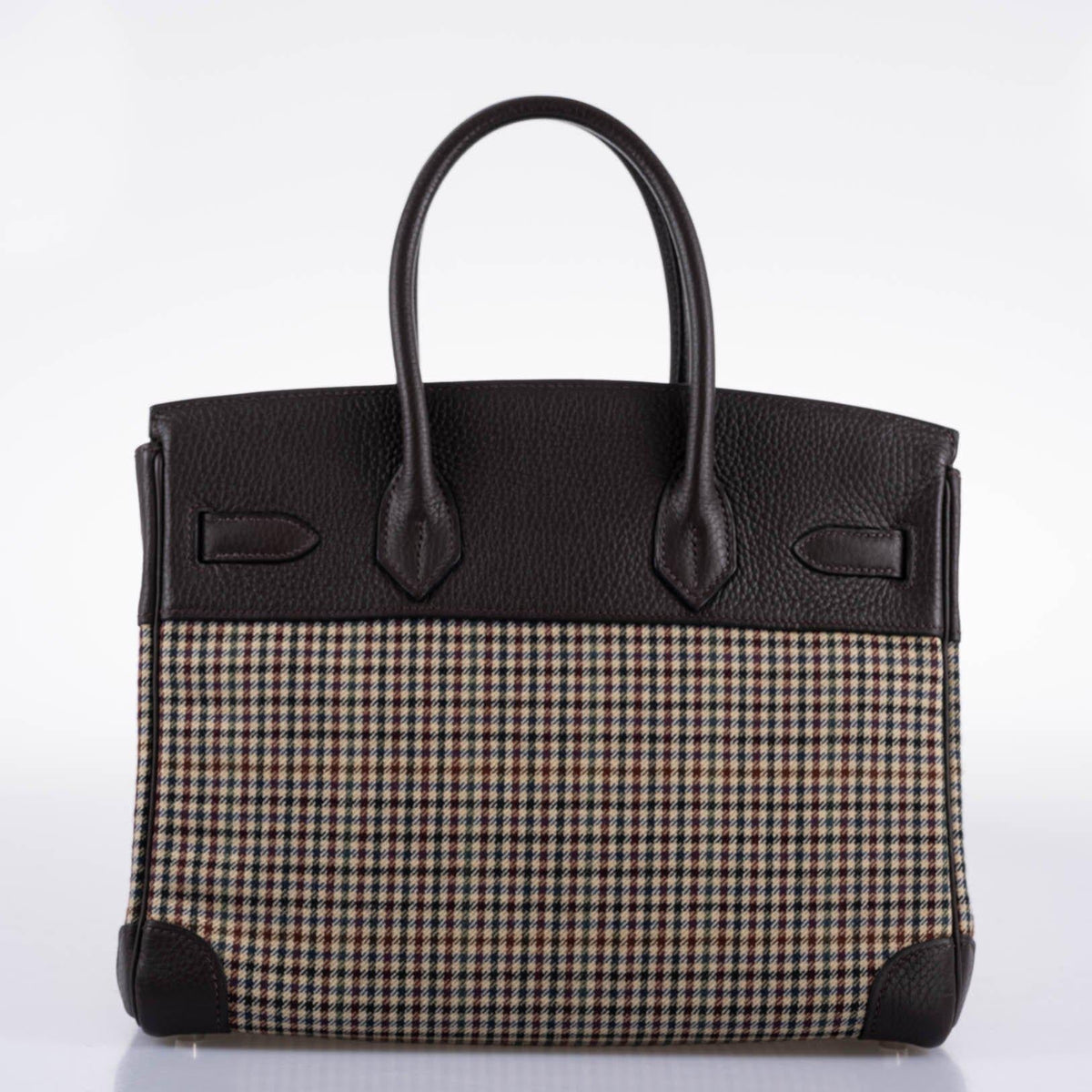 Hermes Birkin 30 Togo And Plaid Wool Lainage Palladium Hardware Hermes