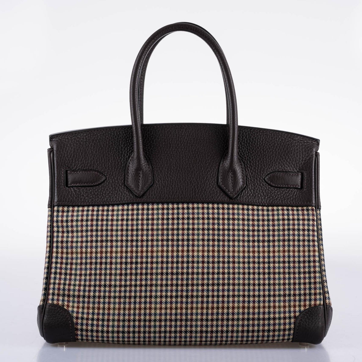 Hermes Birkin 30 Togo And Plaid Wool Lainage Palladium Hardware Hermes