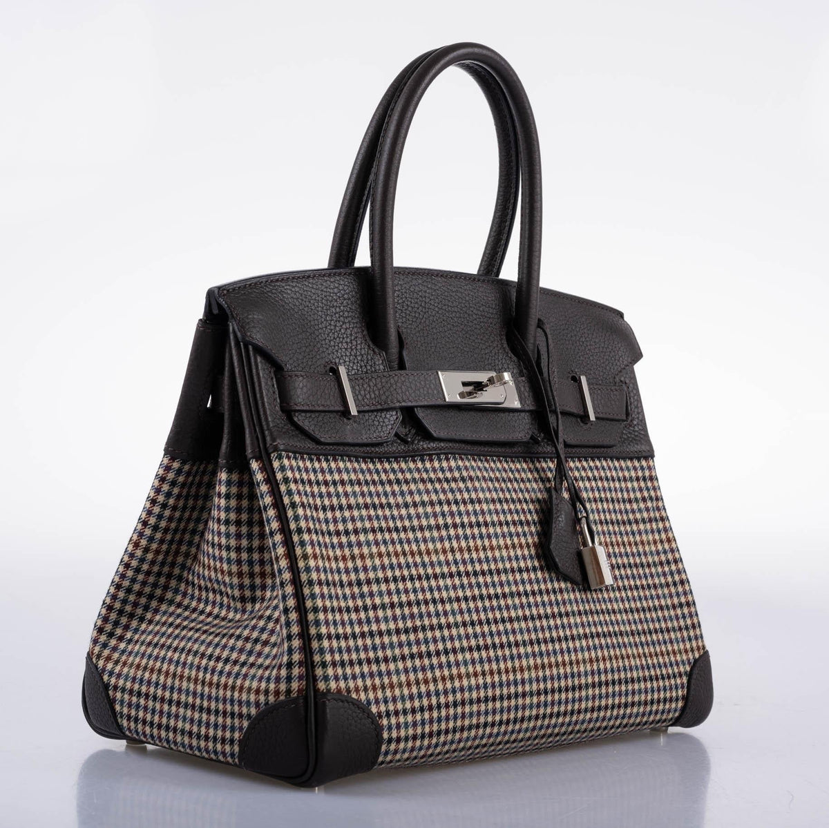 Hermes Birkin 30 Togo And Plaid Wool Lainage Palladium Hardware Hermes