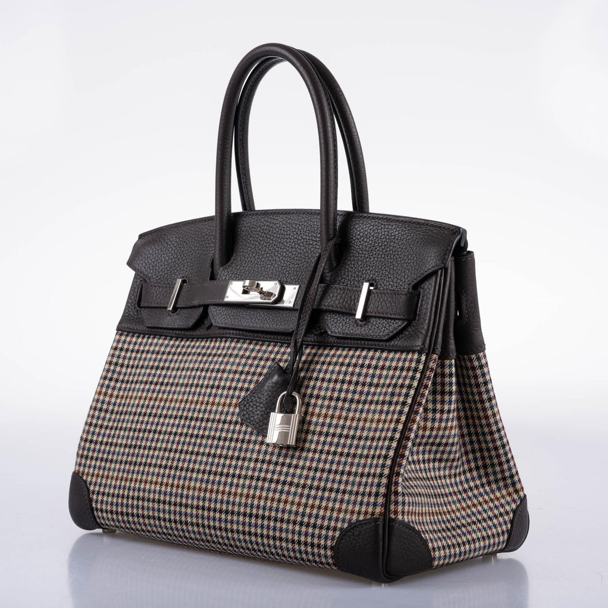 Hermes Birkin 30 Togo And Plaid Wool Lainage Palladium Hardware Hermes