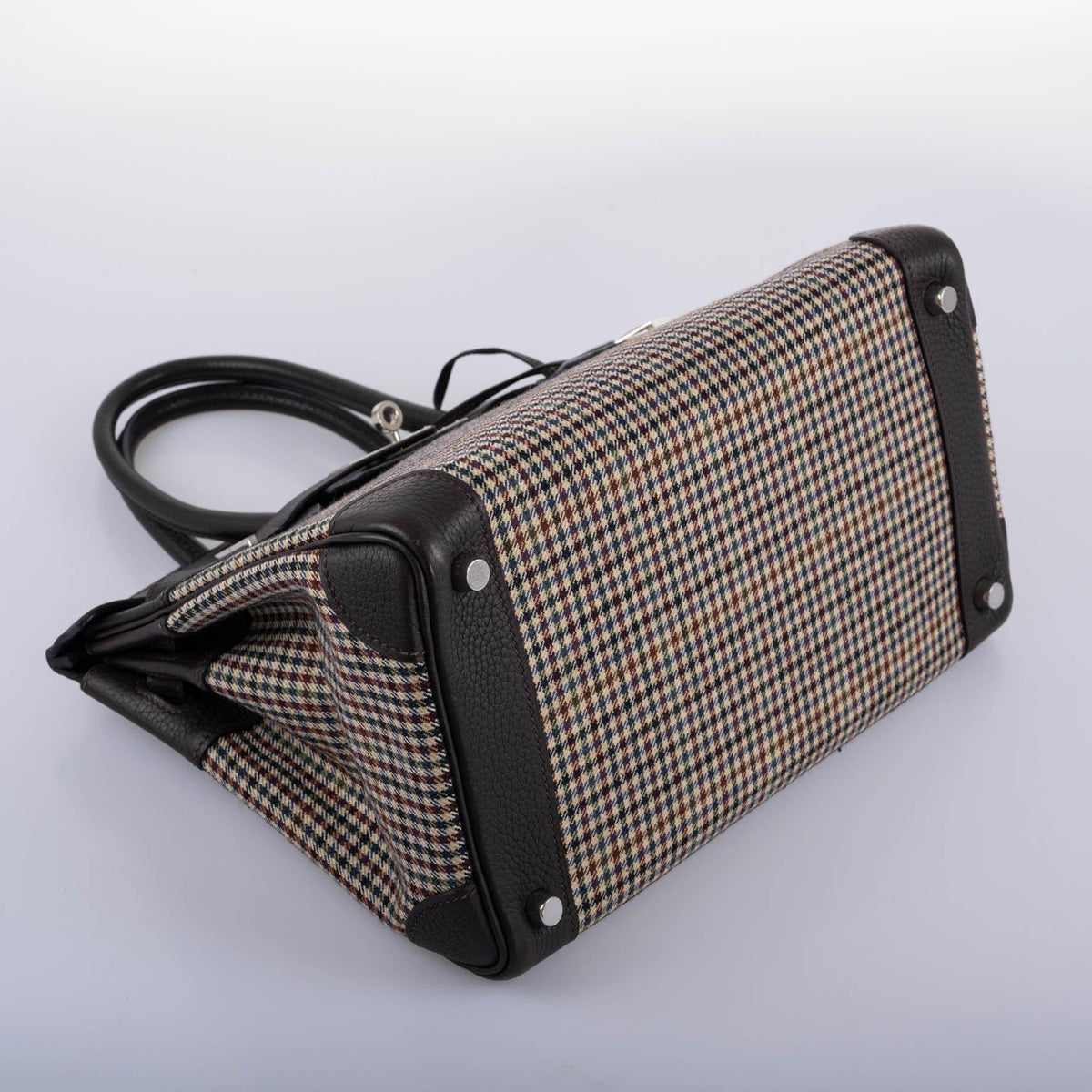Hermes Birkin 30 Togo And Plaid Wool Lainage Palladium Hardware Hermes